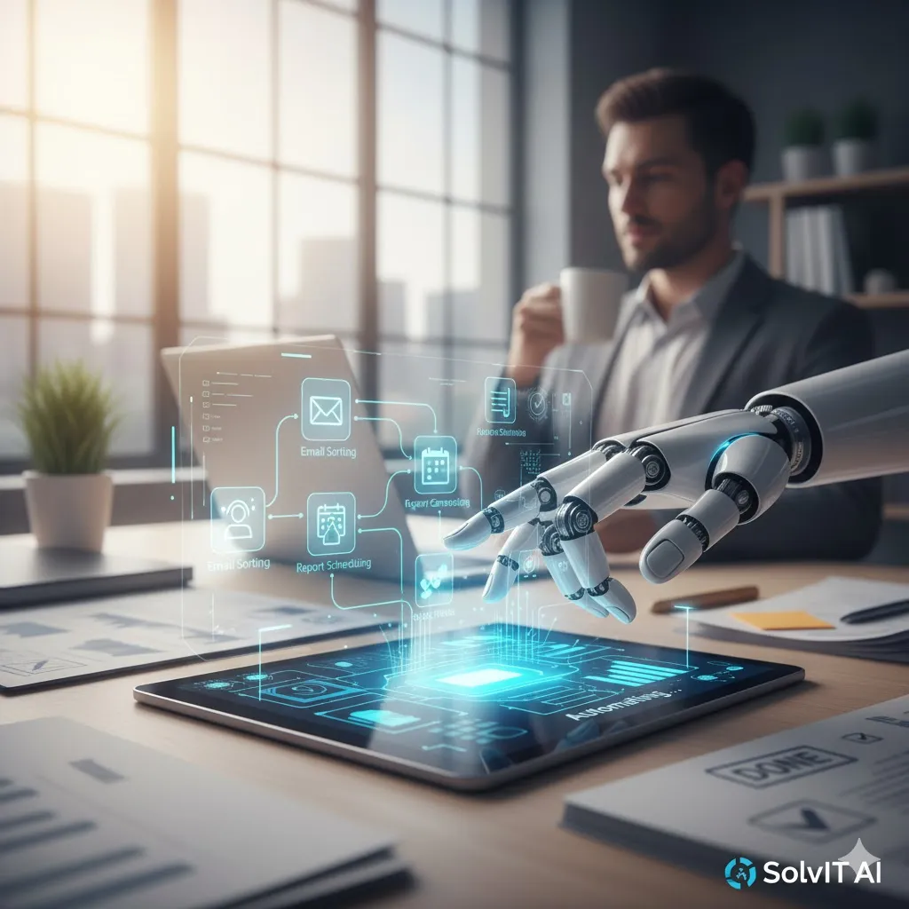Worker freed from repetitive tasks by AI automation
